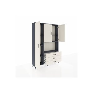 Arges Gardrop 6 Raflı 3 Çekmeceli 3 Kapaklı 132x30x195 Antrasit-aytaşı