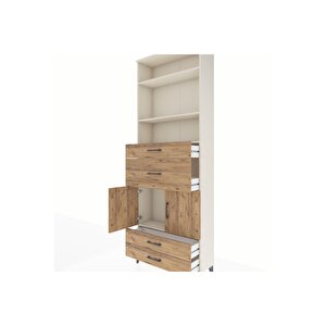 Arges Dolap 4 Raflı 4 Çekmeceli 2 Kapaklı 88x30x243 Aytaşı-çam