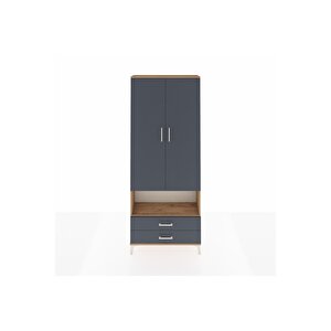 Arges Dolap 4 Raflı 2 Çekmeceli 2 Kapaklı 88x30x221 Çam-antrasit