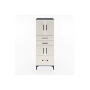 Hyperion Dolap 3 Raflı 3 Çekmeceli 4 Kapaklı 60x44x163 Antrasit-aytaşı