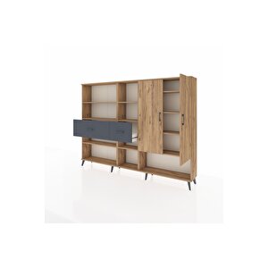 Arges Dolap 10 Raflı 2 Çekmeceli 2 Kapaklı 220x30x163 Çam-çam/antrasit