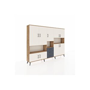 Arges Dolap 13 Raflı 3 Çekmeceli 9 Kapaklı 220x30x163 Çam-aytaşı/antrasit