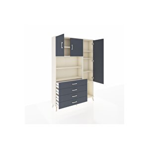 Arges Gardrop 8 Raflı 4 Çekmeceli 3 Kapaklı 132x30x195 Aytaşı-antrasit