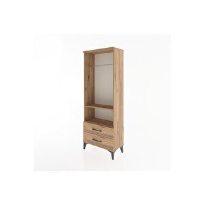 Arges Dolap 2 Raflı 2 Çekmeceli Tek Askılı 60x30x163 Çam-çam