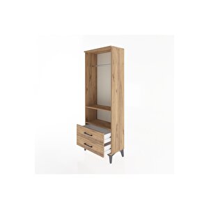 Arges Dolap 2 Raflı 2 Çekmeceli Tek Askılı 60x30x163 Çam-çam
