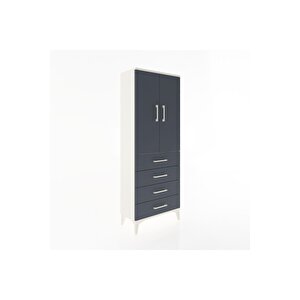 Arges Dolap 3 Raflı 4 Çekmeceli 2 Kapaklı 60x30x163 Aytaşı-antrasit
