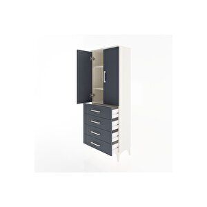 Arges Dolap 3 Raflı 4 Çekmeceli 2 Kapaklı 60x30x163 Aytaşı-antrasit