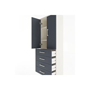 Arges Dolap 3 Raflı 4 Çekmeceli 2 Kapaklı 60x30x163 Aytaşı-antrasit