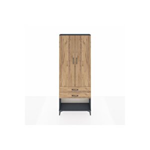 Arges Dolap 3 Raflı 2 Çekmeceli 2 Kapaklı 88x30x221 Antrasit-çam