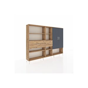 Arges Dolap 10 Raflı 2 Çekmeceli 2 Kapaklı 220x30x163 Çam-antrasit/çam