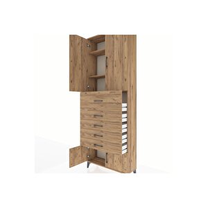 Arges Dolap 3 Raflı 5 Çekmeceli 4 Kapaklı 88x30x243 Çam-çam