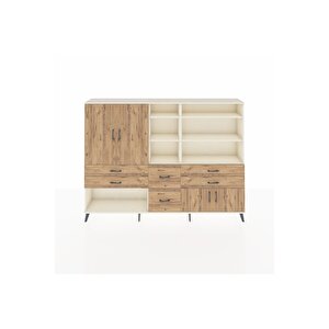 Arges Dolap 10 Raflı 6 Çekmeceli 4 Kapaklı 220x30x163 Aytaşı-çam