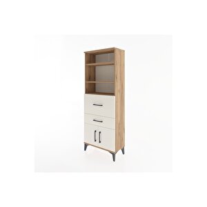 Arges Dolap 3 Raflı 2 Çekmeceli 2 Kapaklı 60x30x163 Çam-aytaşı