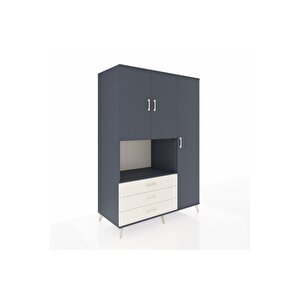 Kronos Dolap 7 Raflı 3 Çekmeceli 3 Kapaklı 132x59x195 Antrasit-antrasit/aytaşı