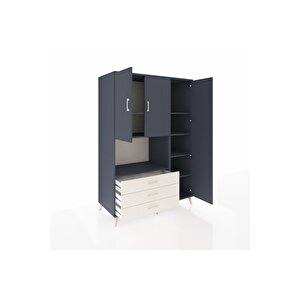 Kronos Dolap 7 Raflı 3 Çekmeceli 3 Kapaklı 132x59x195 Antrasit-antrasit/aytaşı