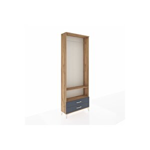 Arges Dolap 2 Raflı 2 Çekmeceli Tek Askılı 88x30x243 Çam-antrasit