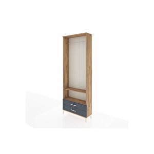 Arges Dolap 2 Raflı 2 Çekmeceli Tek Askılı 88x30x243 Çam-antrasit