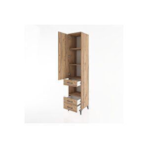 Hyperion Dolap 4 Raflı 3 Çekmeceli Tek Kapaklı 44x44x221 Çam-çam