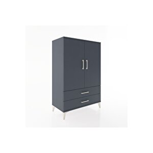 Hyperion Dolap Tek Raflı 2 Çekmeceli Tek Askılı 88x44x134 Antrasit-antrasit