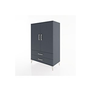 Hyperion Dolap Tek Raflı 2 Çekmeceli Tek Askılı 88x44x134 Antrasit-antrasit
