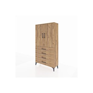Arges Dolap 3 Raflı 4 Çekmeceli 2 Kapaklı 88x30x163 Çam-çam