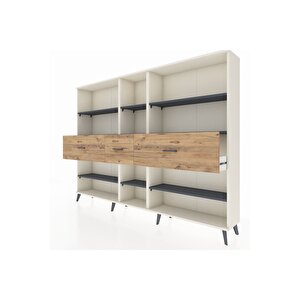 Arges Dolap 9 Raflı 3 Çekmeceli  220x30x163 Aytaşı-antrasit/çam