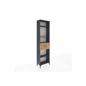 Arges Dolap 4 Raflı Tek Çekmeceli 60x30x221 Antrasit-çam