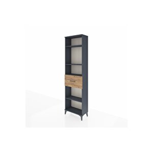 Arges Dolap 4 Raflı Tek Çekmeceli 60x30x221 Antrasit-çam