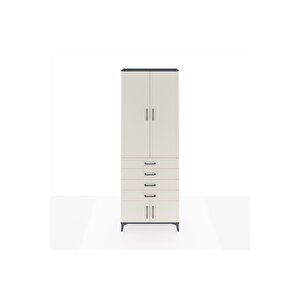 Arges Dolap 4 Raflı 4 Çekmeceli 4 Kapaklı 88x30x243 Antrasit-aytaşı