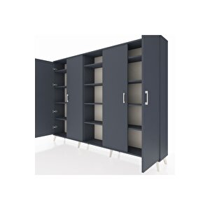 Arges Dolap 12 Raflı 4 Kapaklı 220x30x163 Antrasit-antrasit