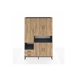 Hyperion Gardrop 10 Raflı 2 Çekmeceli 5 Kapaklı 132x44x195 Antrasit-çam