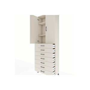 Arges Dolap 3 Raflı 7 Çekmeceli 2 Kapaklı 88x30x243 Aytaşı-aytaşı
