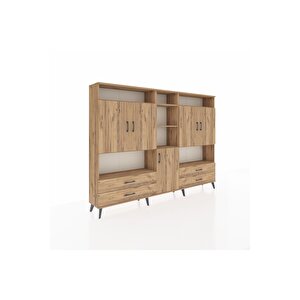 Arges Dolap 12 Raflı 4 Çekmeceli 5 Kapaklı 220x30x163 Çam-çam