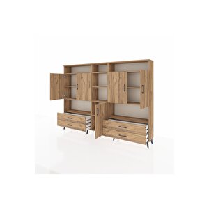 Arges Dolap 12 Raflı 4 Çekmeceli 5 Kapaklı 220x30x163 Çam-çam