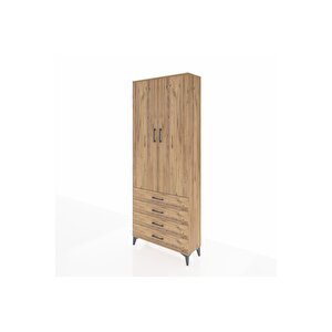 Arges Dolap 2 Raflı 4 Çekmeceli Tek Askılı 88x30x221 Çam-çam