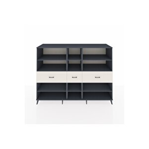 Kronos Dolap 9 Raflı 3 Çekmeceli  220x59x163 Antrasit-antrasit/aytaşı