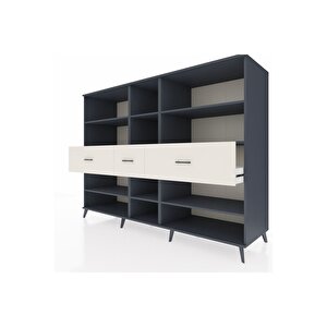Kronos Dolap 9 Raflı 3 Çekmeceli  220x59x163 Antrasit-antrasit/aytaşı