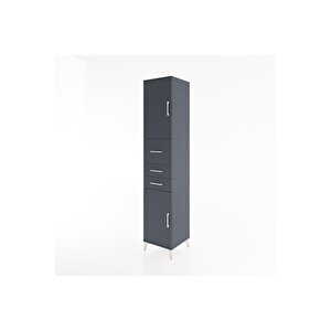 Hyperion Dolap 3 Raflı 3 Çekmeceli 2 Kapaklı 44x44x221 Antrasit-antrasit