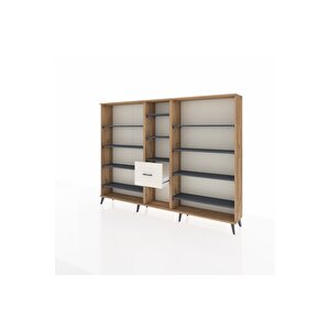 Arges Dolap 11 Raflı 3 Çekmeceli  220x30x163 Çam-antrasit/aytaşı