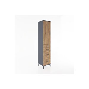 Hyperion Dolap 2 Raflı 4 Çekmeceli Tek Askılı 44x44x221 Antrasit-çam