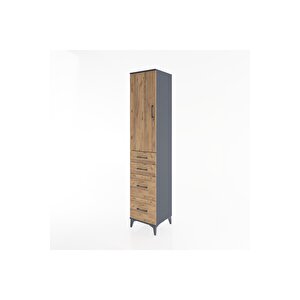 Hyperion Dolap 2 Raflı 4 Çekmeceli Tek Askılı 44x44x221 Antrasit-çam