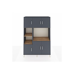 Hyperion Dolap 9 Raflı 6 Kapaklı 132x44x195 Antrasit-antrasit/çam