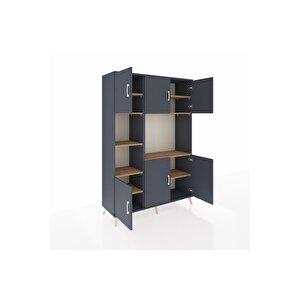 Hyperion Dolap 9 Raflı 6 Kapaklı 132x44x195 Antrasit-antrasit/çam