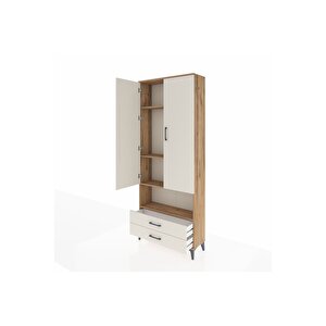 Arges Dolap 4 Raflı 2 Çekmeceli 2 Kapaklı 88x30x221 Çam-aytaşı
