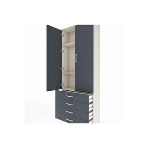 Arges Dolap 3 Raflı 4 Çekmeceli 2 Kapaklı 88x30x221 Aytaşı-antrasit
