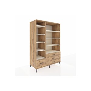 Kronos Dolap 9 Raflı 4 Çekmeceli  132x59x195 Çam-aytaşı/çam