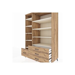 Kronos Dolap 9 Raflı 4 Çekmeceli  132x59x195 Çam-aytaşı/çam
