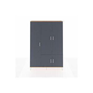 Arges Gardrop 7 Raflı 5 Kapaklı Tek Askılı 132x30x195 Çam-antrasit