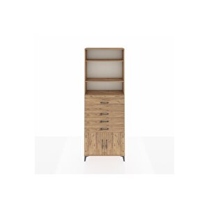 Arges Dolap 4 Raflı 4 Çekmeceli 2 Kapaklı 88x30x243 Çam-çam