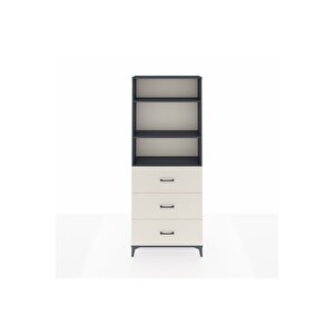 Arges Dolap 3 Raflı 3 Çekmeceli 88x30x221 Antrasit-aytaşı